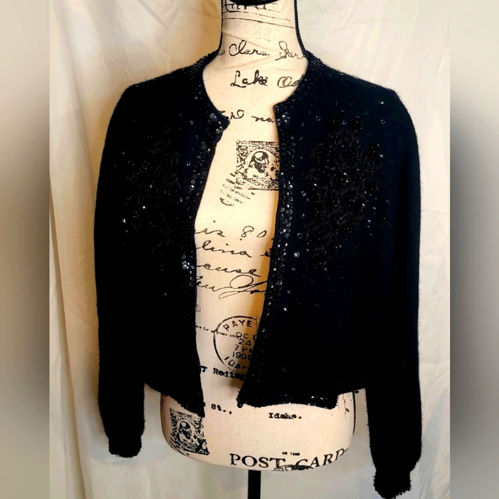 Black beaded cardigan from I Did it by Michael H. Size M